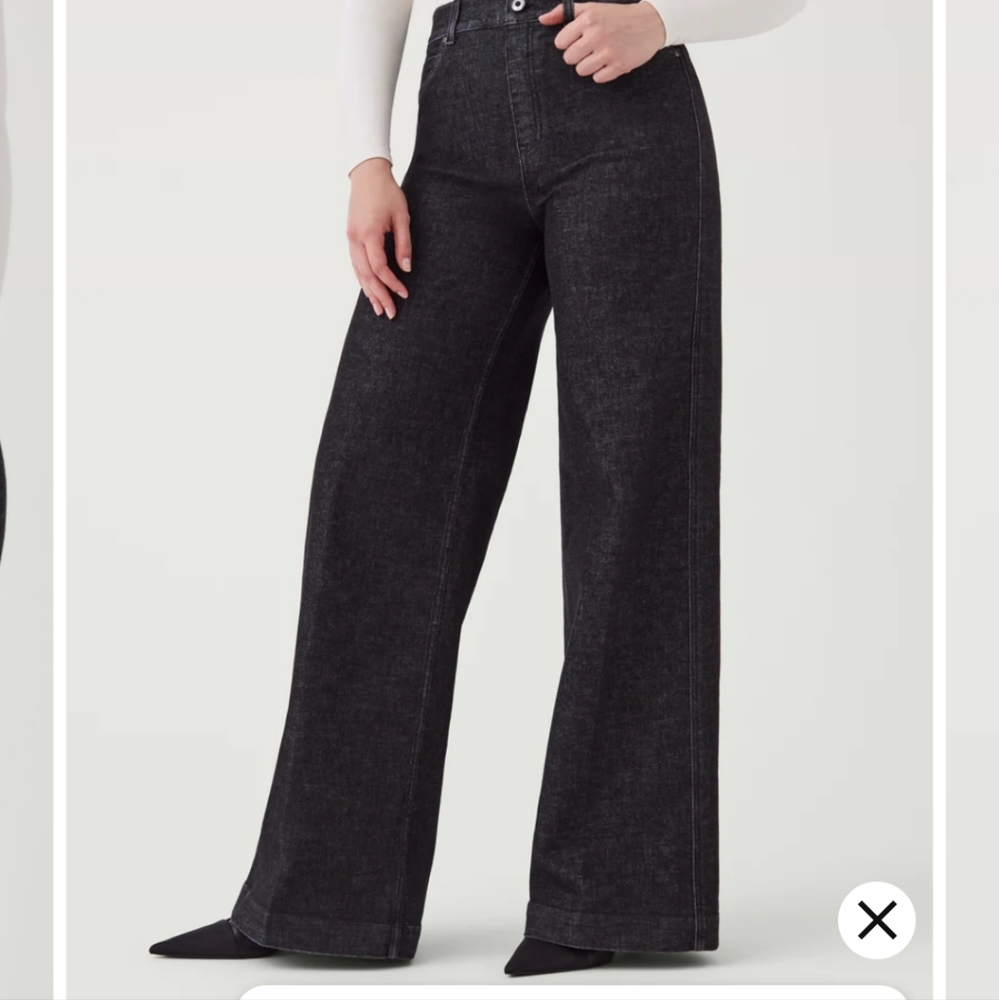 Spanx Wide Leg Jeans Charcoal Sz Large Regular